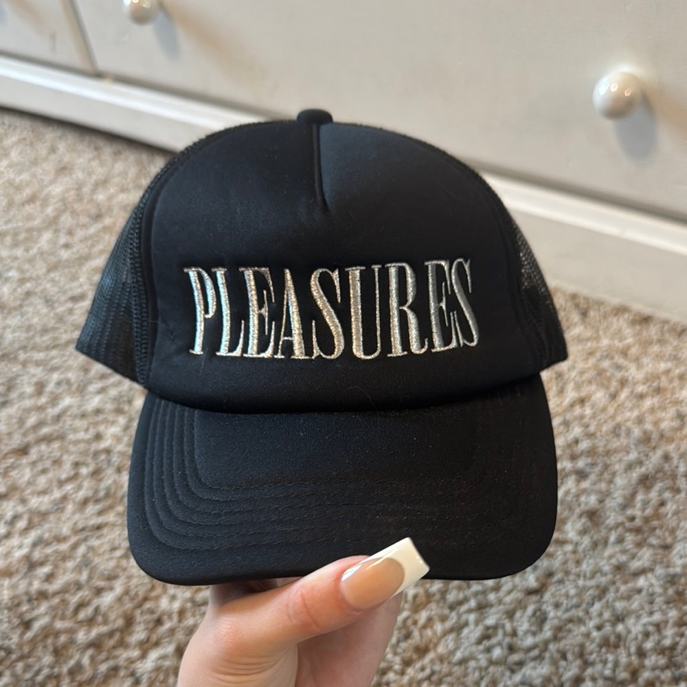Y2K Black & White Pleasures Trucker Hat